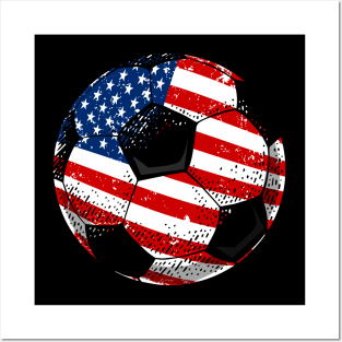 Soccer American Flag 4Th Of July Posters and Art